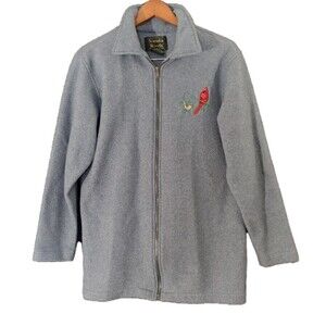 VTG 90s Scandia Woods Cardinal Fleece Jacket Taiwan RN81700 Poly Rayon Zip SML